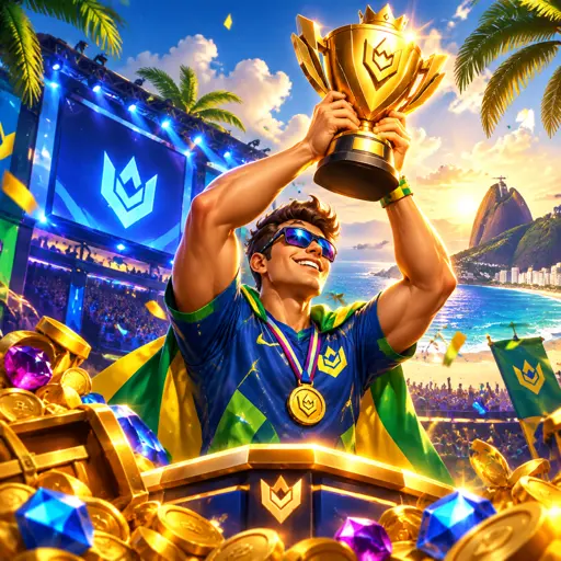 Arena de e-sports iluminada com telões e plateia em noite de final de campeonato